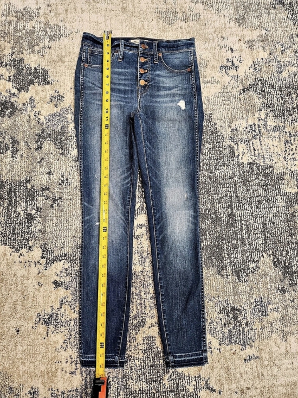 Madewell 10" High-Rise Skinny Distressed Skinny Jeans in Blue Waist 26 - Picture 5 of 9
